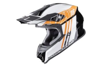 Мотошлем Scorpion VX-16 Evo Air Matt Black White Orange Мотошлем Scorpion VX-16 Evo Air Matt Black White Orange